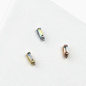 Solid 14k gold Dior threadless and mercury mist stone